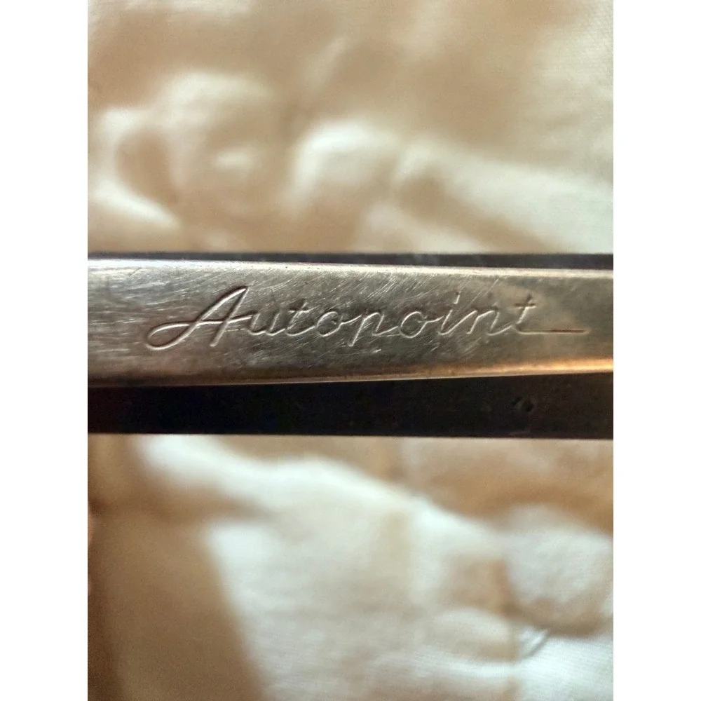 Vintage Autopoint Mechanical Pencil Black Hexagonal Barrel Silver Tone Trim